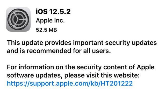 四平苹果手机维修分享iOS12.5.2发布，建议所有老苹果用户安装 